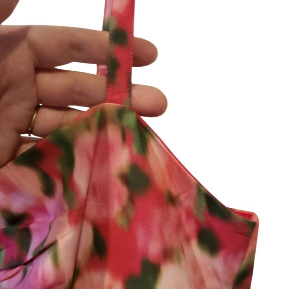 Rachel Parcell Pink Green Floral Fit Flare Sweetheart Coquette Midi Dress 4 - Picture 6 of 14